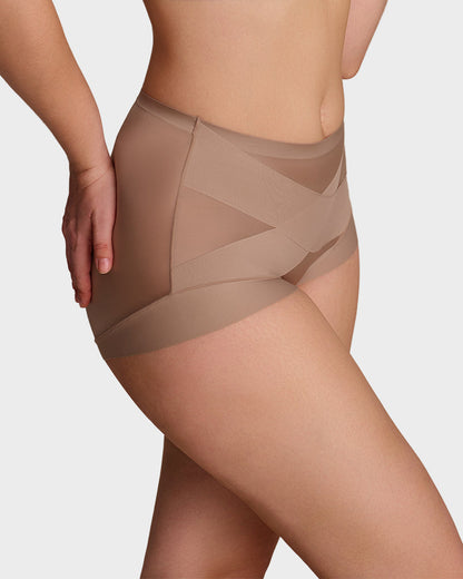High-Waisted Cross Support Shaping Panties (6-Pack)