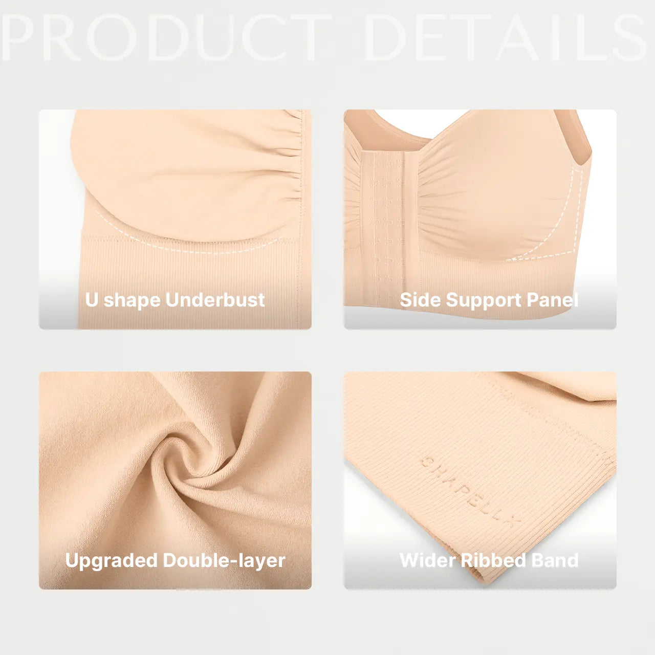 Seamless Push-Up Bra Top with Front Closure