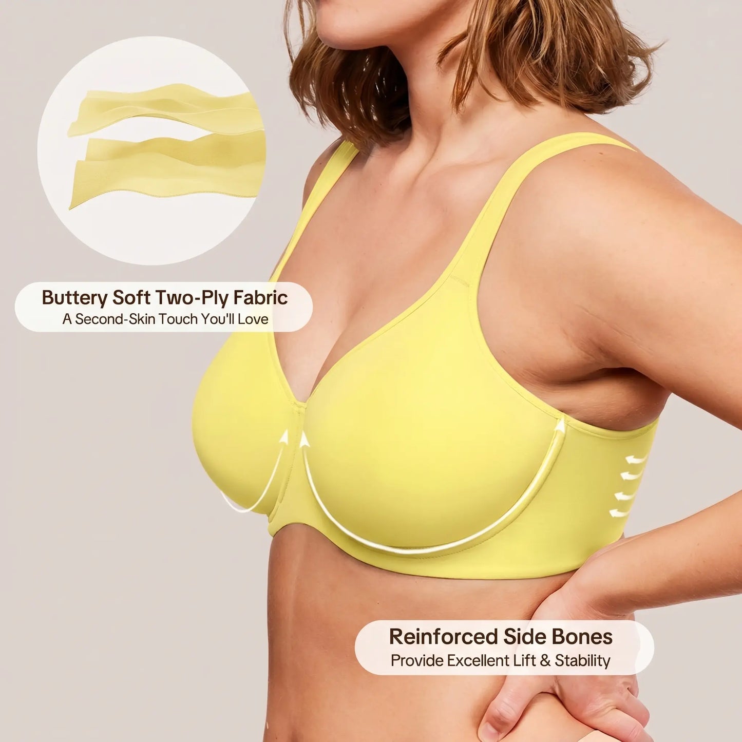 Full Coverage, Seamless Underwire Slimming Support
