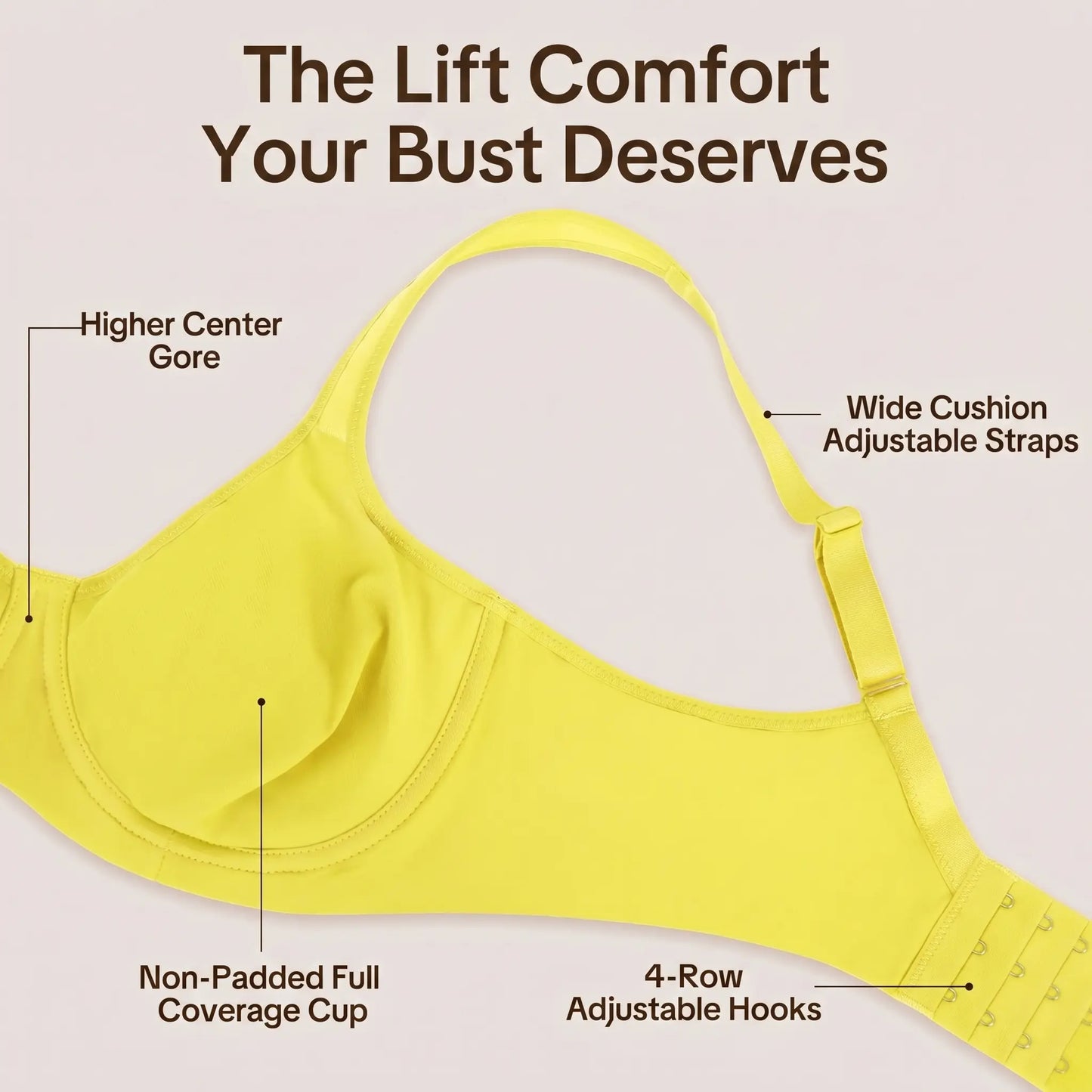 Full Coverage, Seamless Underwire Slimming Support