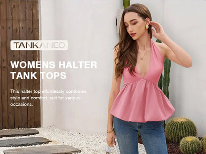 Women's Tie-Back Halter Summer Top