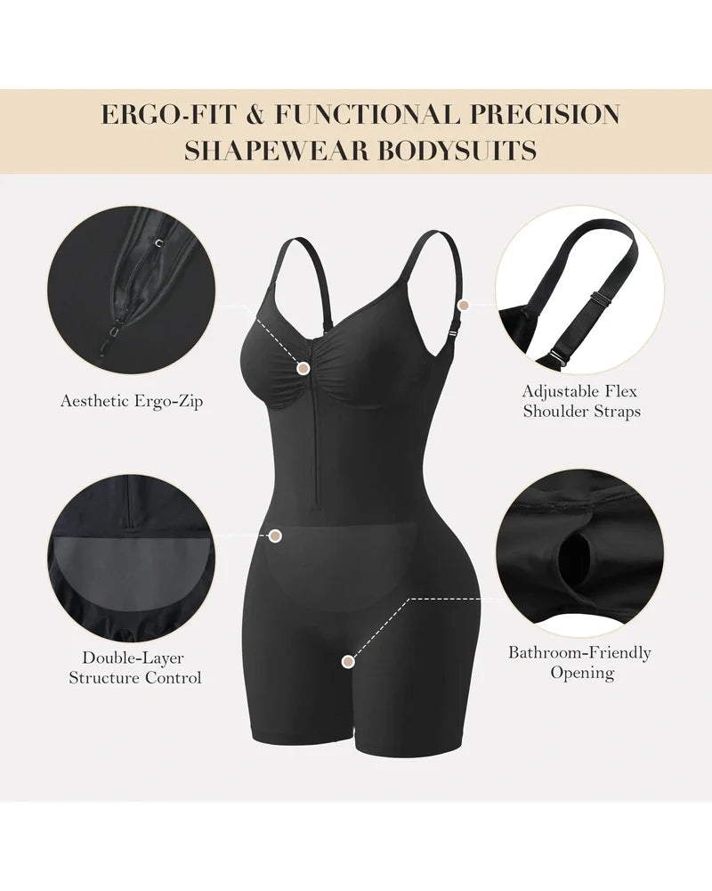 Zip-Up Tummy Control Shaping Bodysuit