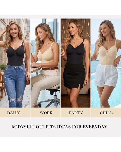Zip-Up Tummy Control Shaping Bodysuit
