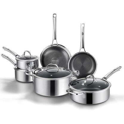 SNOWCLAD Hybrid Nonstick Stainless Steel Cookware Set — 10 or 14 Pieces