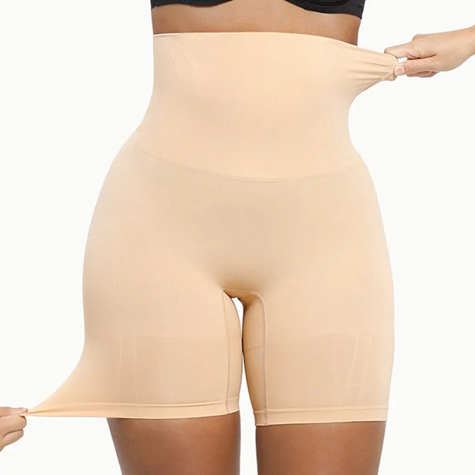 Seamless high-waisted shaping shorts: tummy control, butt lifting, and leg slimming.