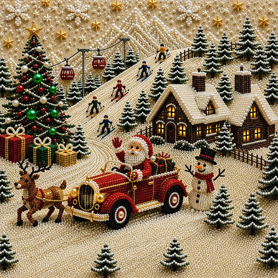 🧘Cozy & Creative-💎 Christmas Pearl Diamond Art Kit With Display Frame