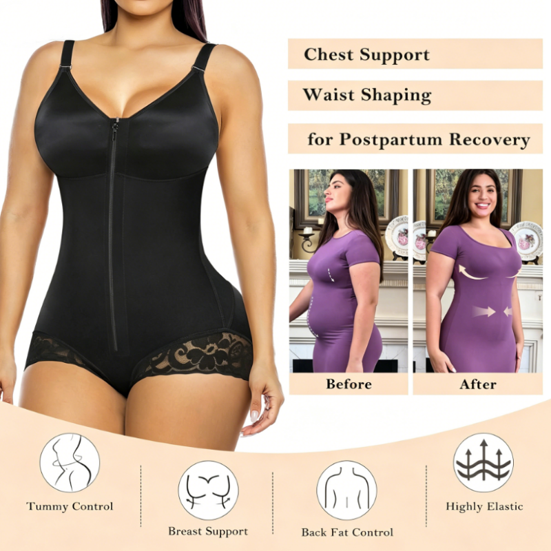 📢📢50% OFF !! ⏰ Women's Zip-Up Shapewear Bodysuit – Instant 360° Tummy Control & Lift 🩱