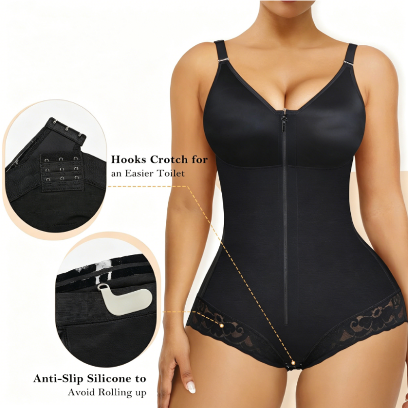 📢📢50% OFF !! ⏰ Women's Zip-Up Shapewear Bodysuit – Instant 360° Tummy Control & Lift 🩱