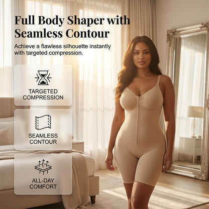 🥰 Women's Shapewear: Tummy-Control Bodysuit. Features a zippered design, comfortable and ultra-stretchy fabric for an adjustable fit, and breathable mesh panels for all-day comfort.