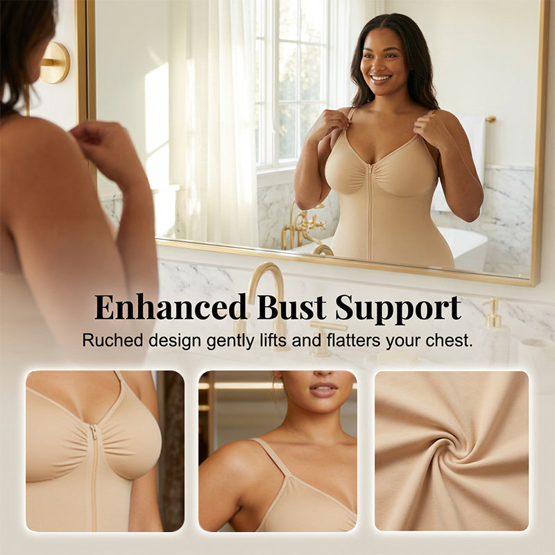 🥰 Women's Shapewear: Tummy-Control Bodysuit. Features a zippered design, comfortable and ultra-stretchy fabric for an adjustable fit, and breathable mesh panels for all-day comfort.
