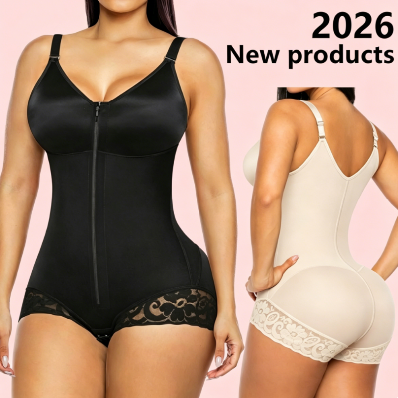 Women's Tummy Control Zip-Up Shapewear Bodysuit