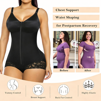 Women's Tummy Control Zip-Up Shapewear Bodysuit