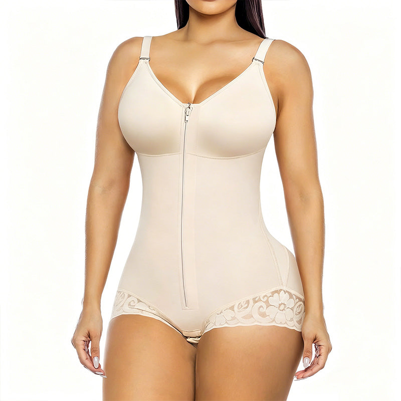 Women's Tummy Control Zip-Up Shapewear Bodysuit
