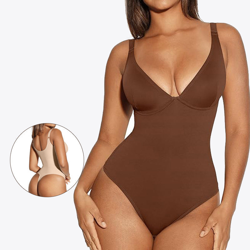 Solid Color Breathable Tummy Control Bodysuit