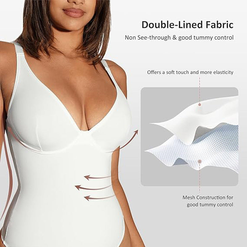 Solid Color Breathable Tummy Control Bodysuit