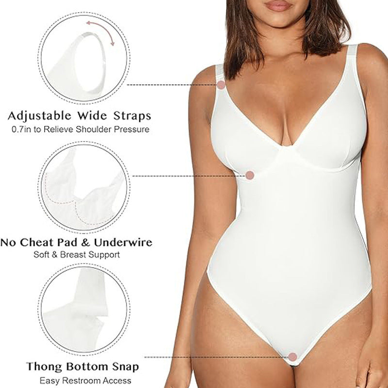 Solid Color Breathable Tummy Control Bodysuit