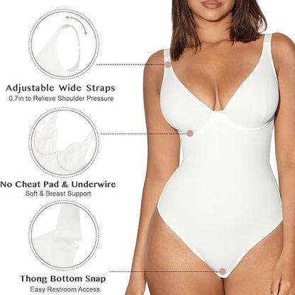 Solid Color Breathable Tummy Control Bodysuit