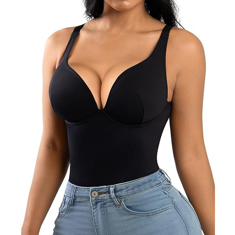 Solid Color Breathable Tummy Control Bodysuit