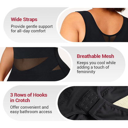 Hook-and-Eye Mesh Shapewear Bodysuit